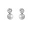 Pendientes de plata tu y yo con perla y circonitas en forma circular